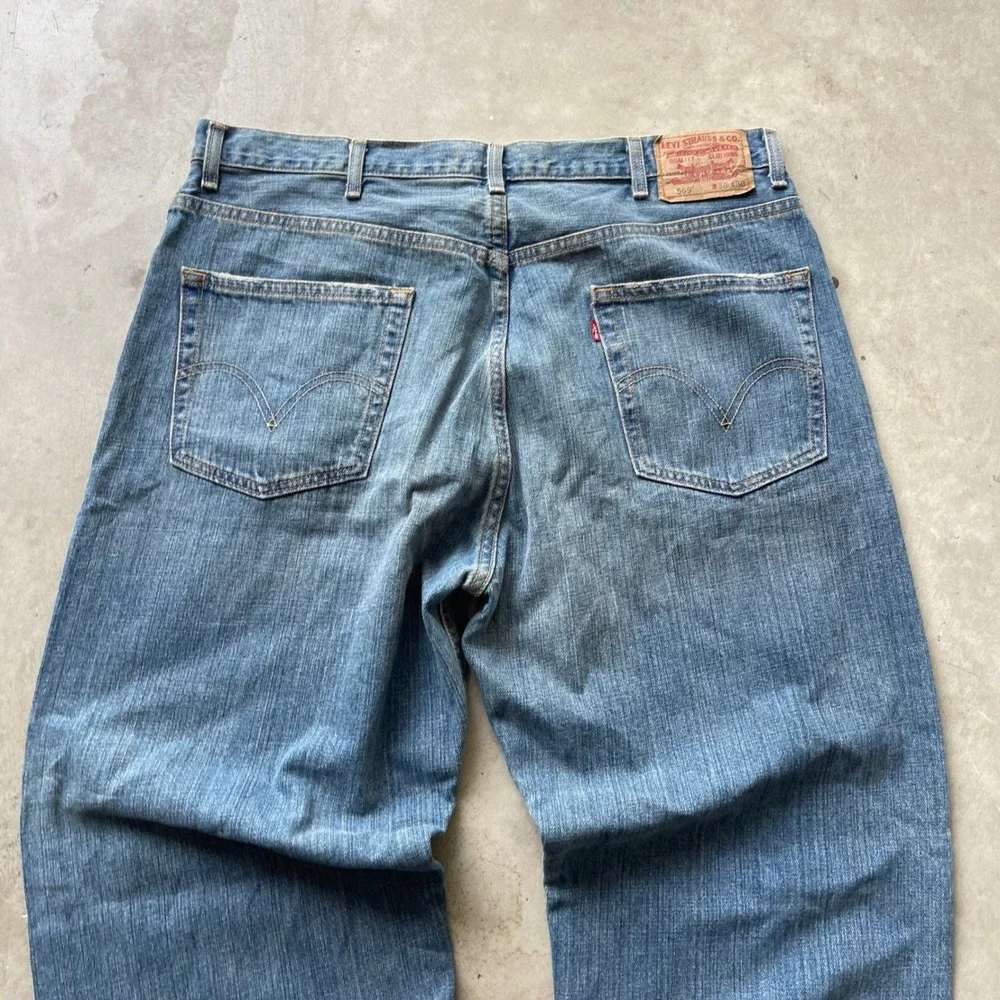 Levis 569 Loose Straight Jeans Mens 38x30 Medium Wash Blue Baggy Denim Pants